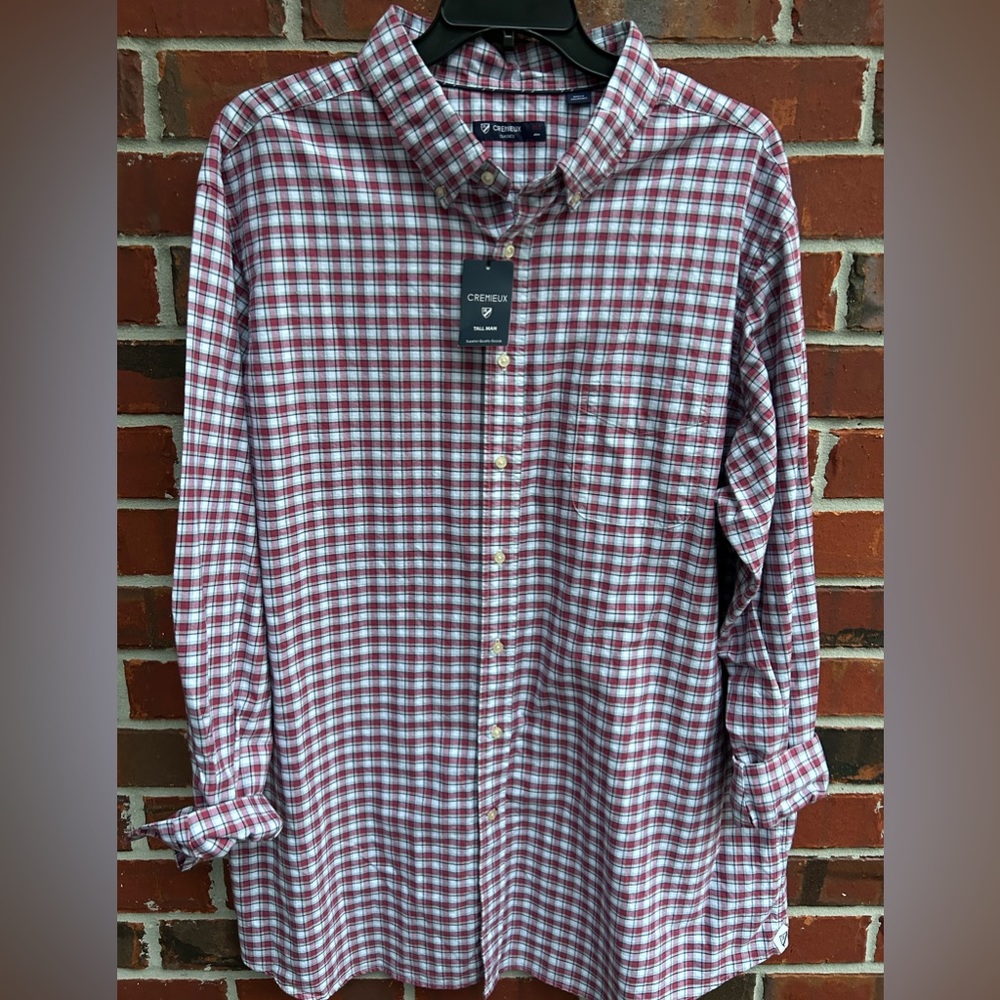 NWT Cremieux Classics Mens Tall Man Long Sleeve Button Down Plaid 3XT Shirt
